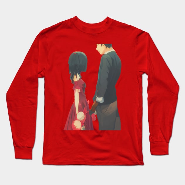 Romantic Anime Couple Long Sleeve T-Shirt by AIPerfection